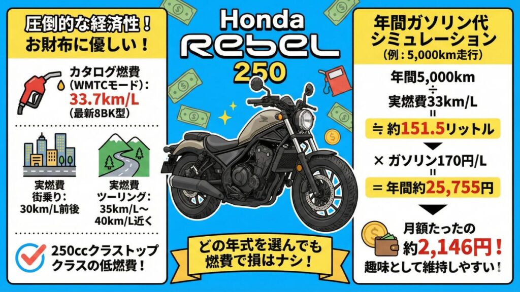 レブル250の維持費と年式の違いから選ぶ最適解