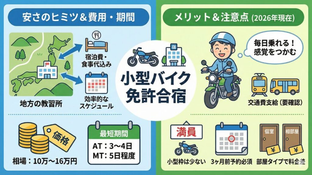 免許合宿を利用して宿泊込みで安く短期間に取得する