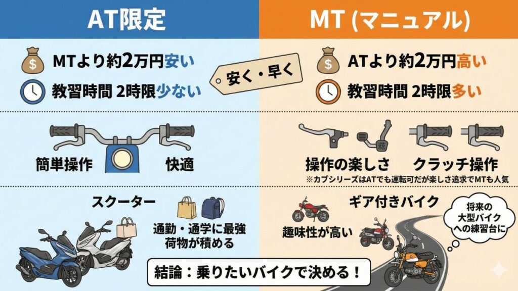 AT限定かMTかで迷った時の取得コストと操作性の差