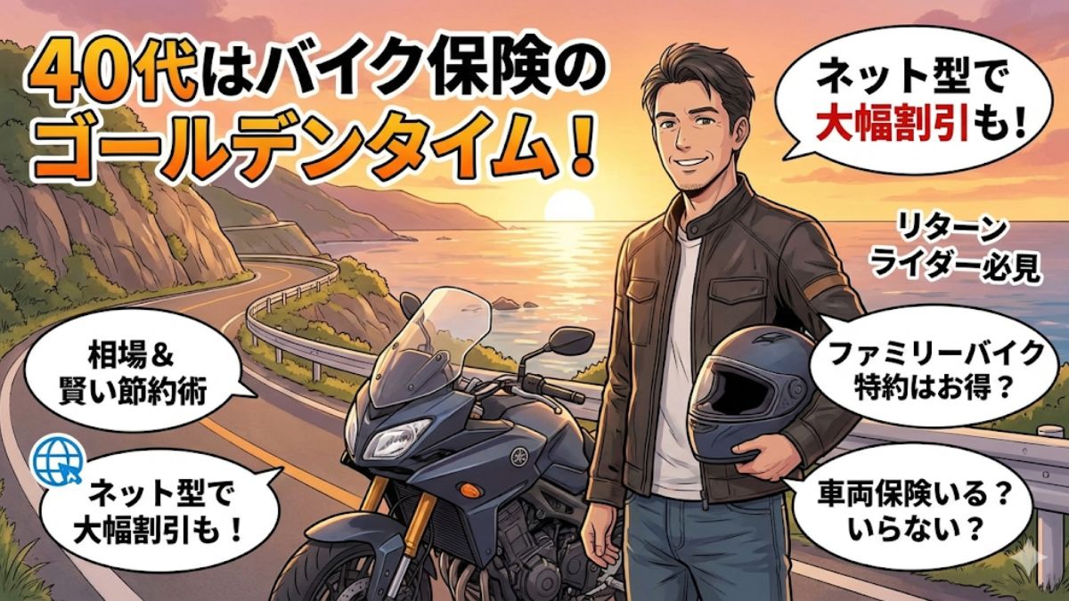 40歳のバイク任意保険相場は？安くする方法と排気量別の