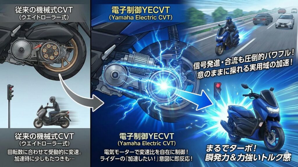 電子制御YECVTが実現するターボのような加速