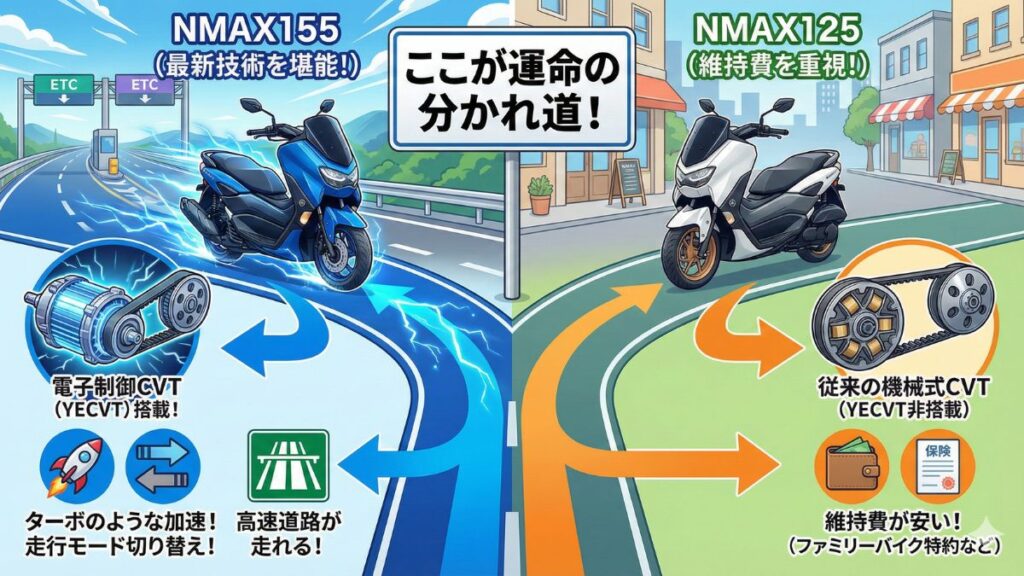 同時発売されるNMAX125との主な違い