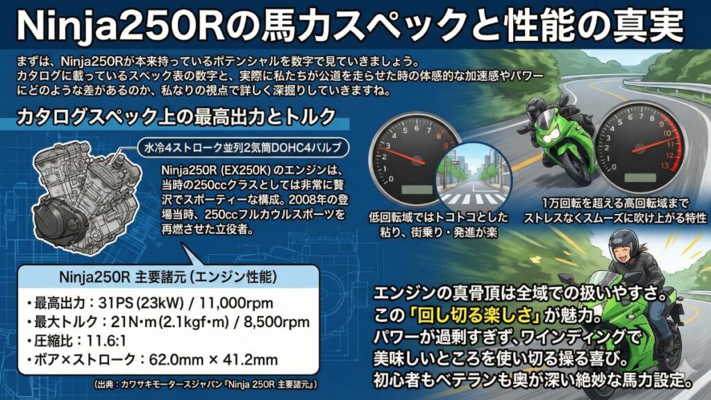 Ninja250Rの馬力スペックと性能の真実