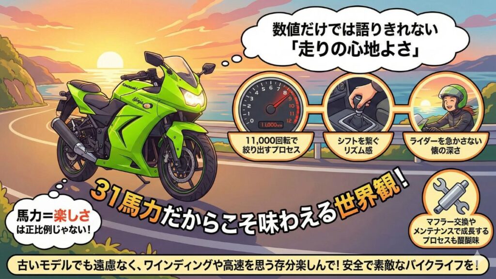 魅力溢れるNinja250Rの馬力を楽しもう