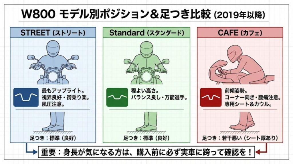 カフェやストリートのハンドル形状と足つき