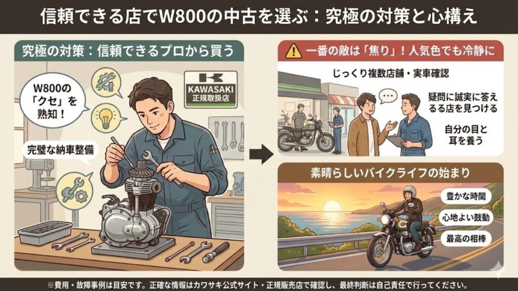 信頼できる店でW800の中古を注意して選ぶ