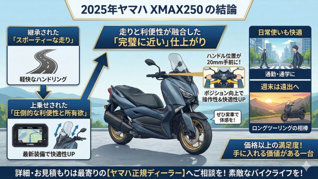 XMAX250の新型2025年モデルの総評まとめ