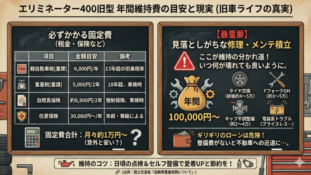 年間にかかる維持費の目安