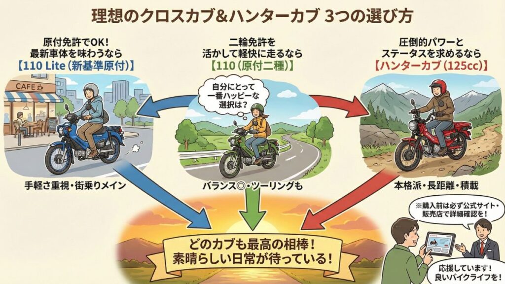 理想的なクロスカブの125の新車の選び方まとめ