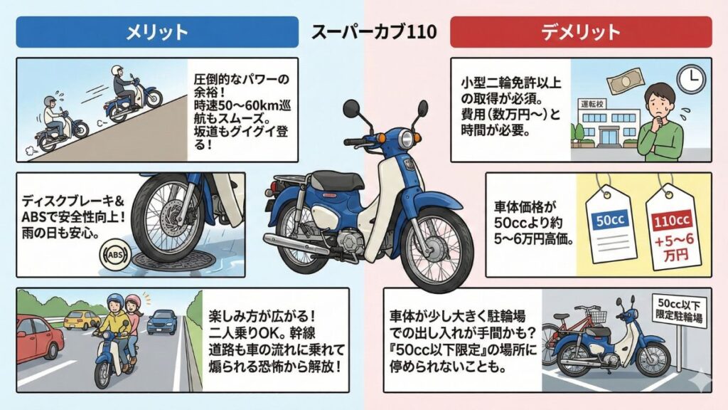 スーパーカブ110のメリットとデメリットの比較