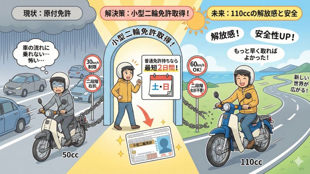 小型二輪免許を取得して110ccに乗るメリット