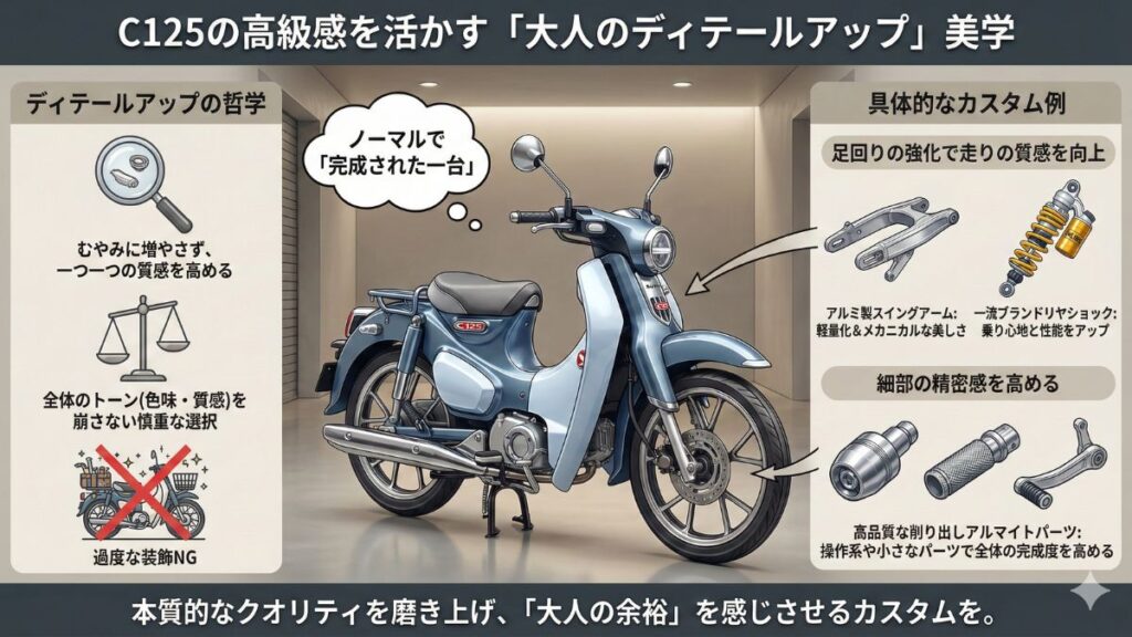 C125の高級感を活かすパーツ選びと美学