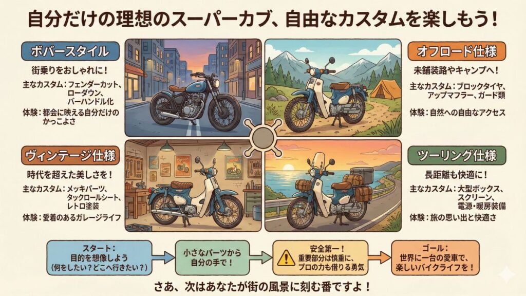 理想を叶えるスーパーカブのカスタム例まとめ