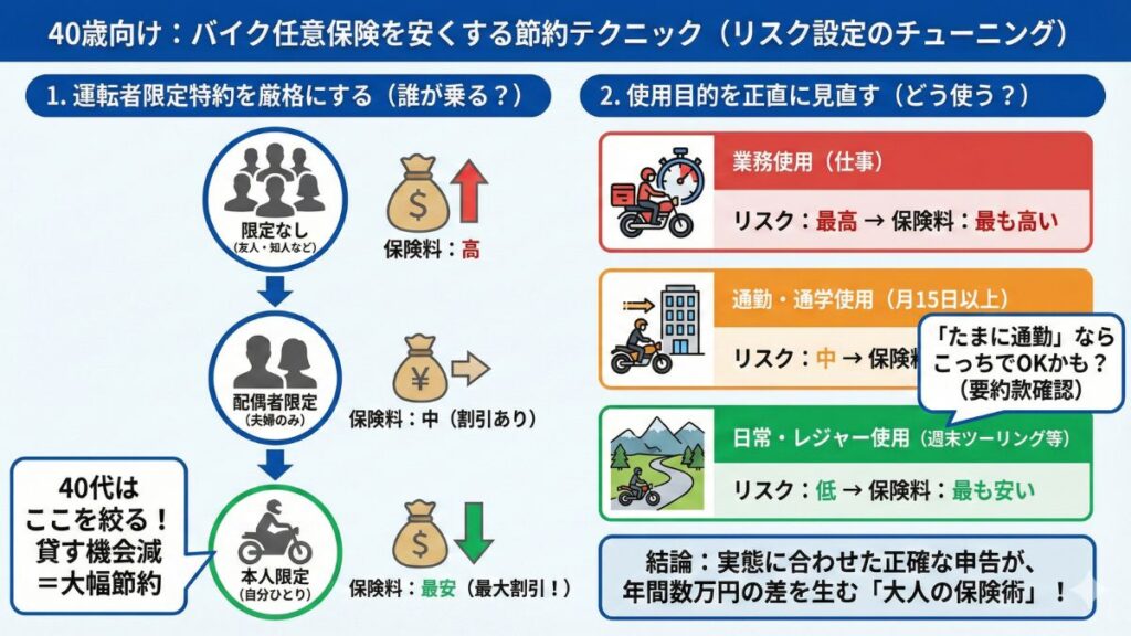 バイク任意保険の相場を40歳で安くする方法