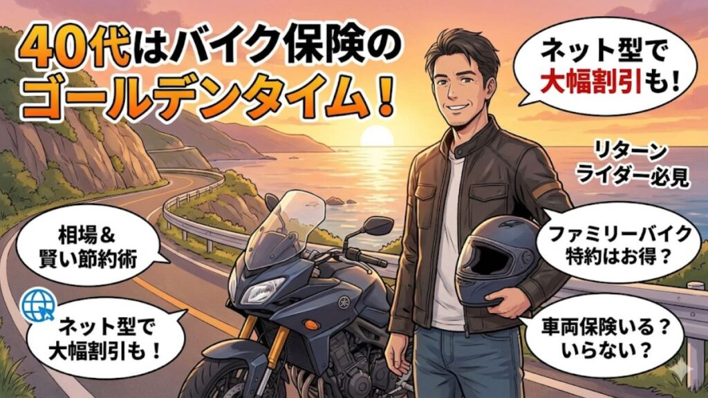 40歳のバイク任意保険相場は？安くする方法と排気量別の目安