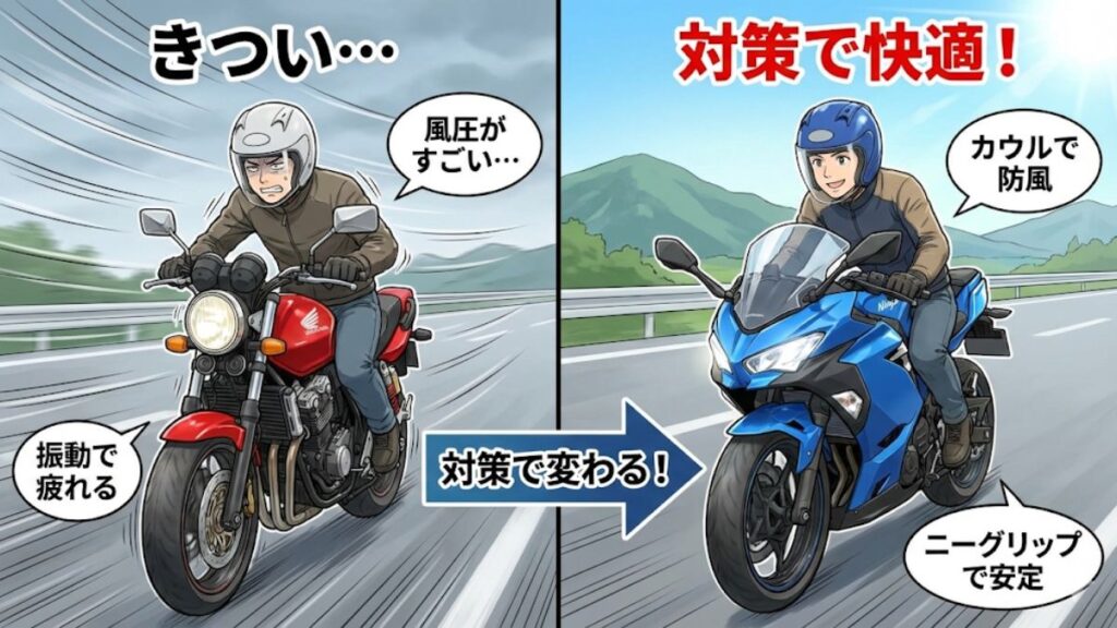 中型バイクは高速でなぜきつい？快適に長距離を走るコツを解説