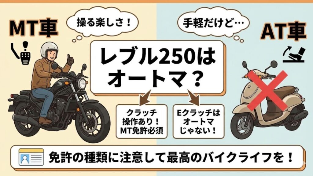 レブル250 オートマ(AT)の真相｜AT限定免許と新技術Eクラッチの疑問を解決