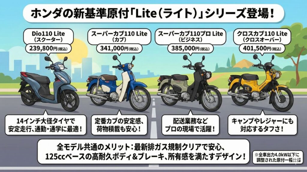 ホンダが発表した新基準原付の車種一覧と価格