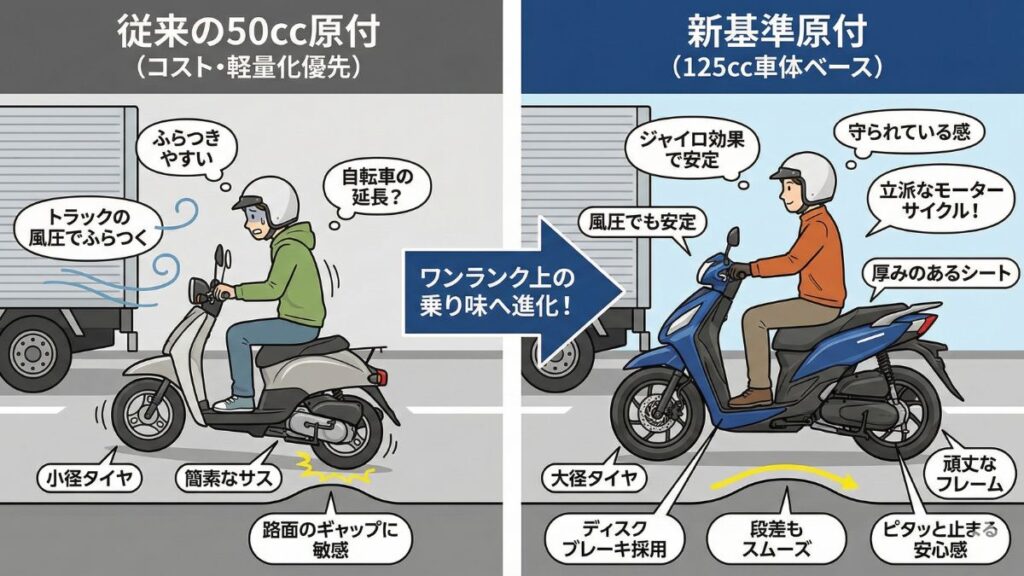 125ccの4kwモデルが誇る高い走行安定性