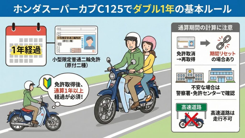 スーパーカブ C125で二人乗りをするための基本ルール