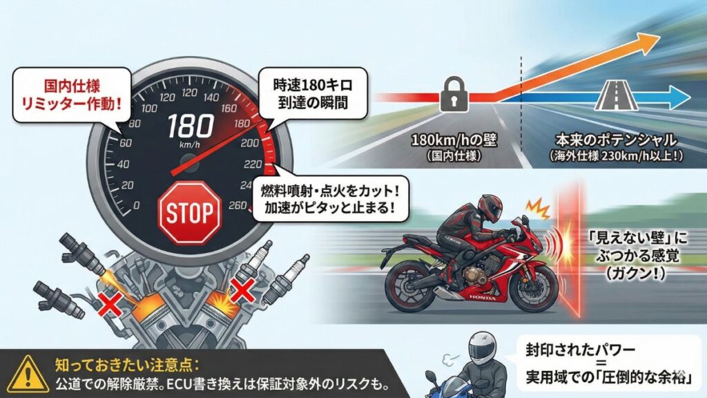 国内仕様に設定された180キロリミッターの挙動