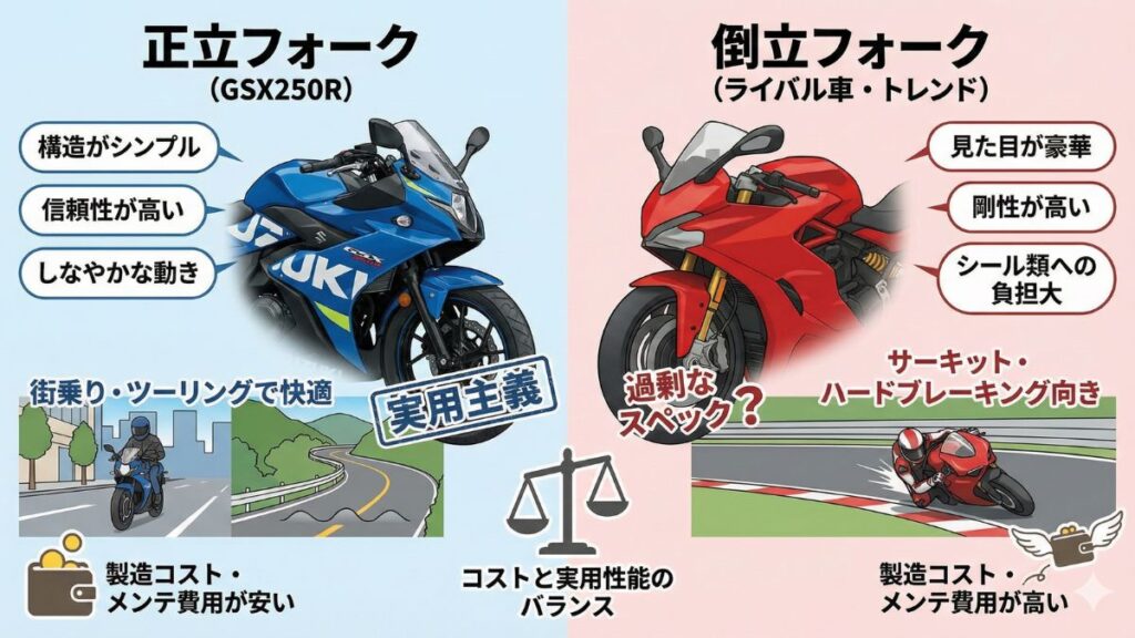 倒立ではなく正立フォークを選んだ実用主義の設計