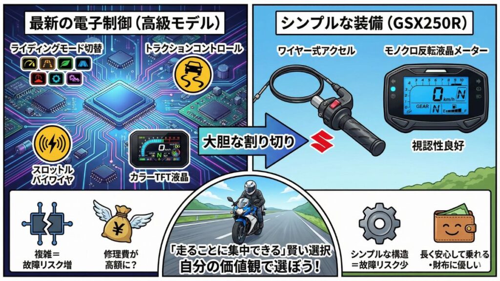 購入後に後悔しないための装備と電装系の割り切り