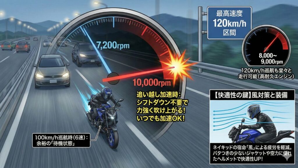 高速道路での巡航性能と追い越し時の余裕