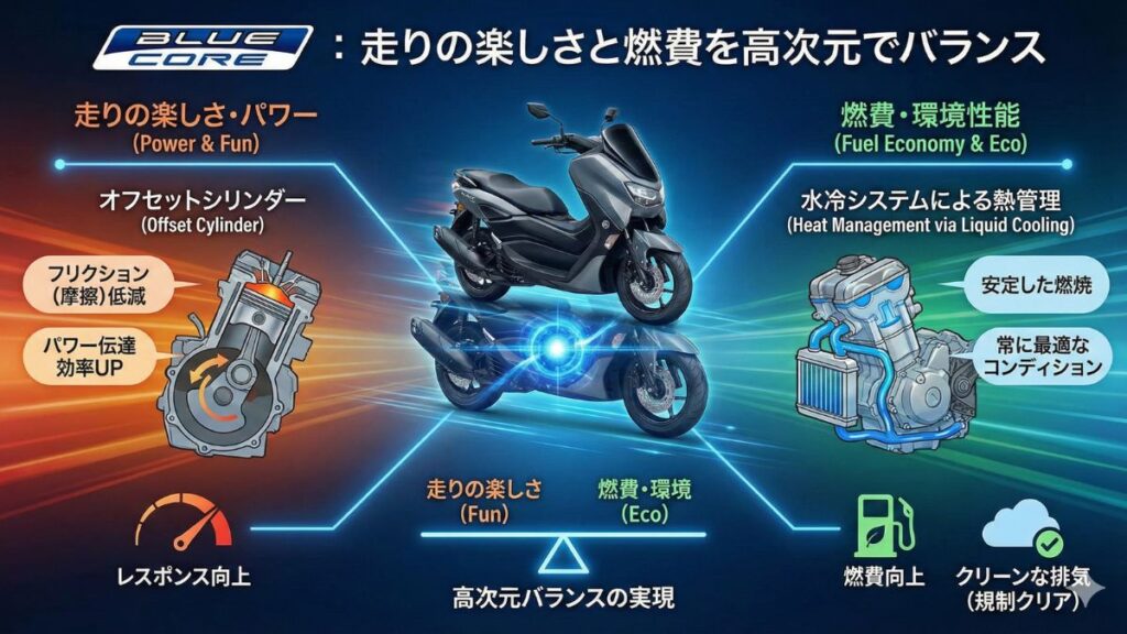 効率的な走りを支えるBLUE CORE