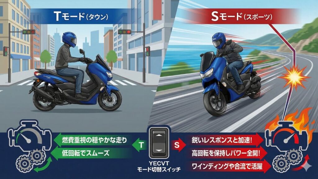 新採用YECVTのSモードがもたらす鋭い加速
