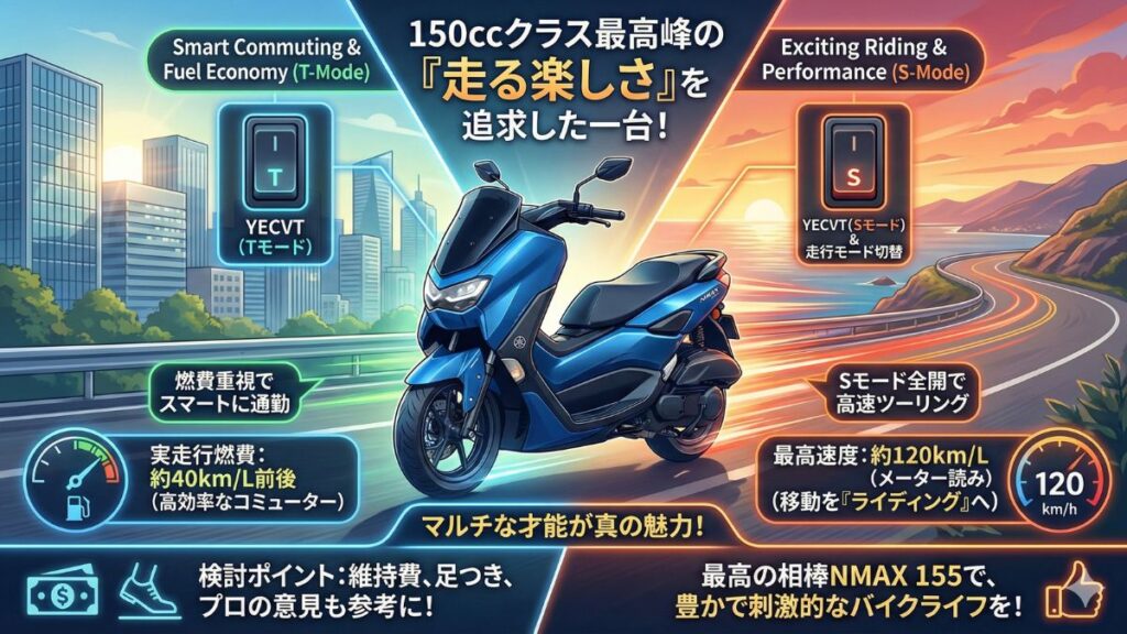 NMAX 155の最高速度や燃費性能の総評