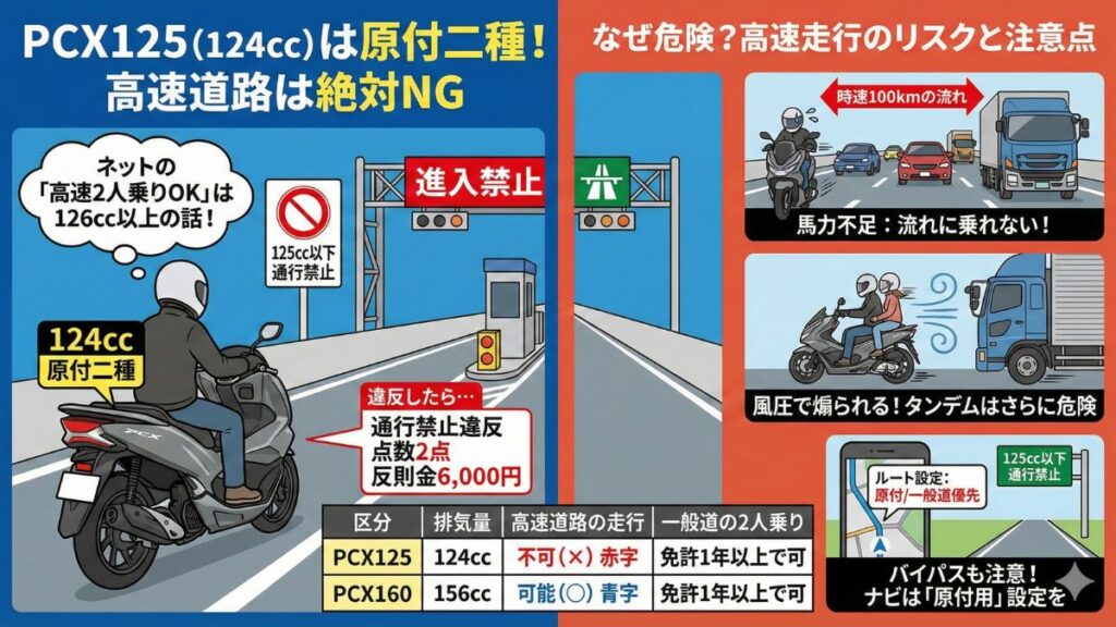 125ccが高速道路を走行できない法的根拠と注意点