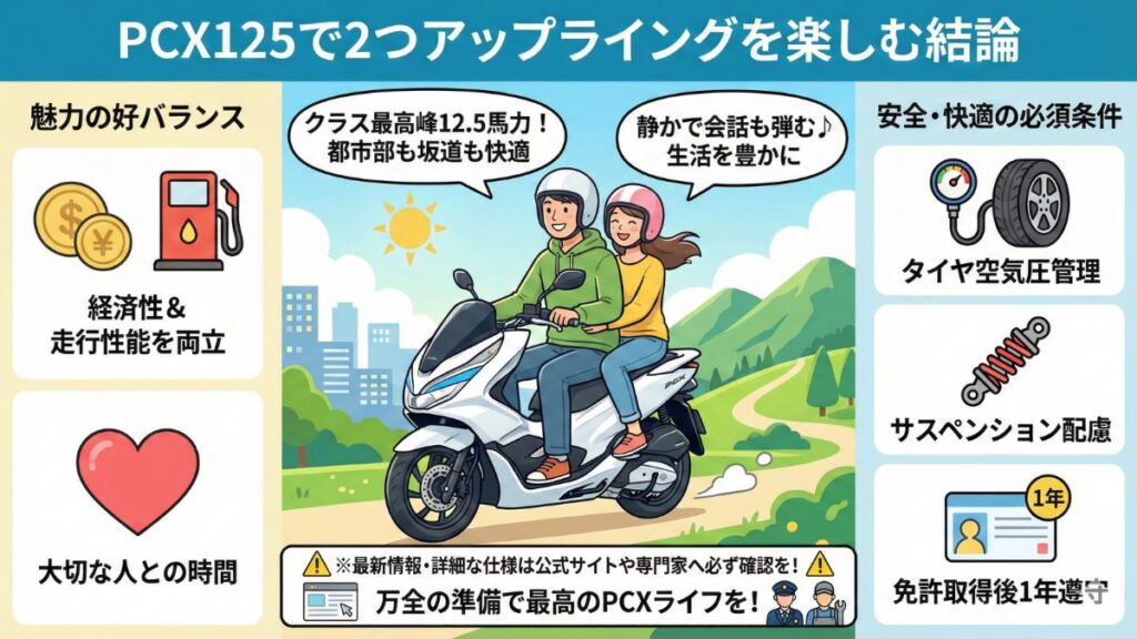 安全にPCX125で2人乗りと馬力を楽しむための結論