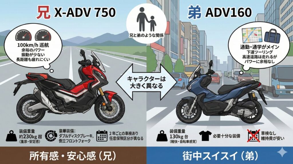 X-ADVの150と750の違いを比較