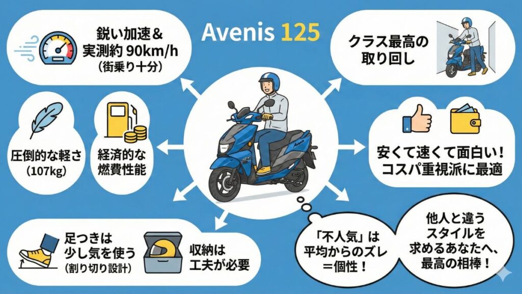 アヴェニス125の最高速や不人気の真相まとめ