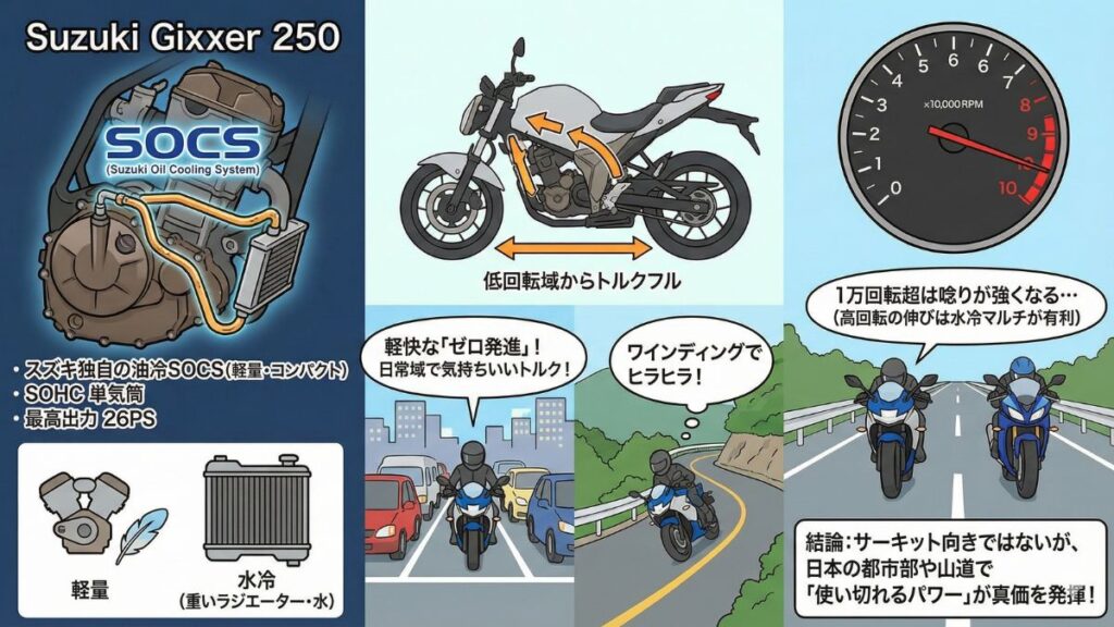 ジクサー250の最高速や馬力が生む走行性能の実態
