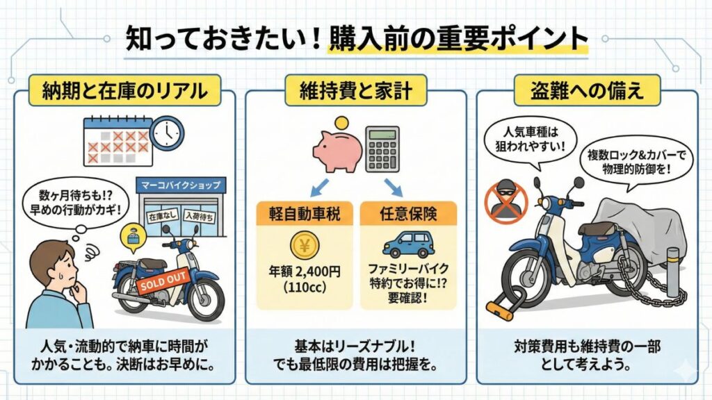 購入前に知っておきたい注意点と維持費