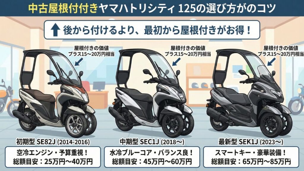 トリシティ125の屋根付き中古を総額で選ぶ際のコツ