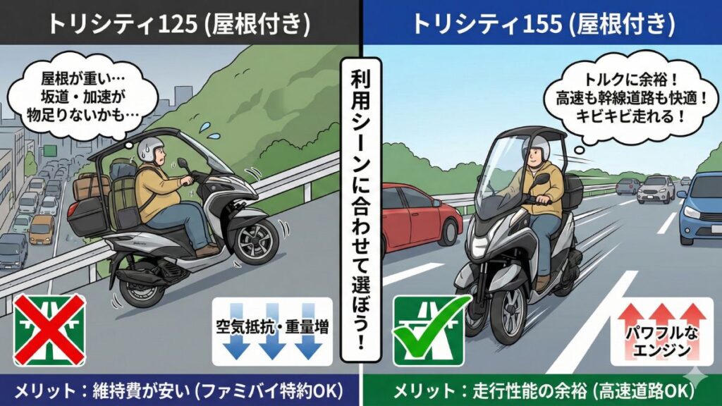 高速走行を考慮した155ccモデルとの性能比較