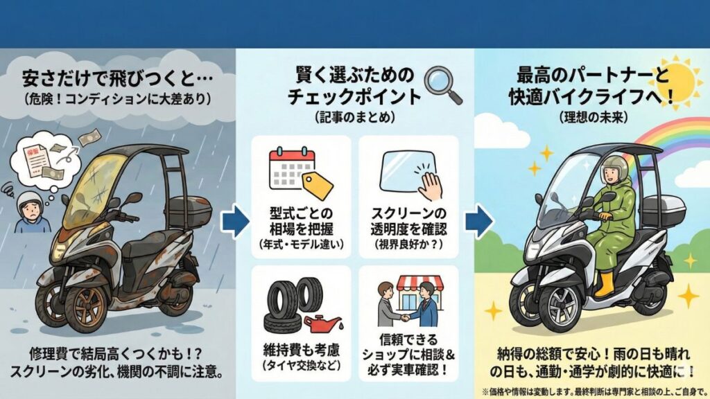トリシティ125の屋根付き中古を総額で選ぶまとめ