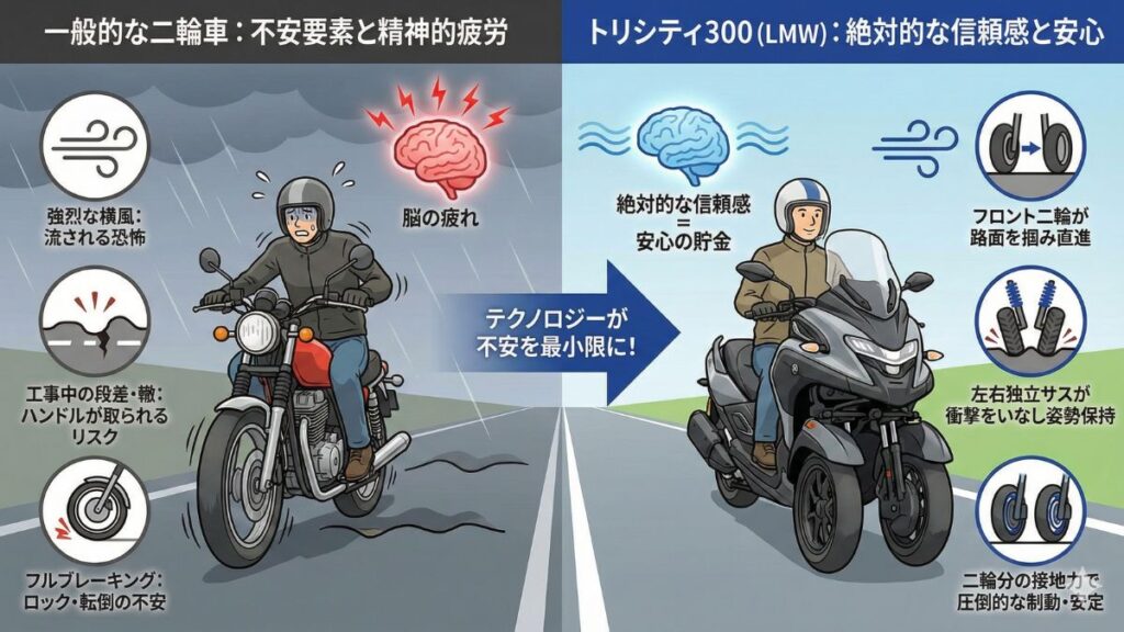 走行安定性は抜群！三輪ならではのメリットを再確認