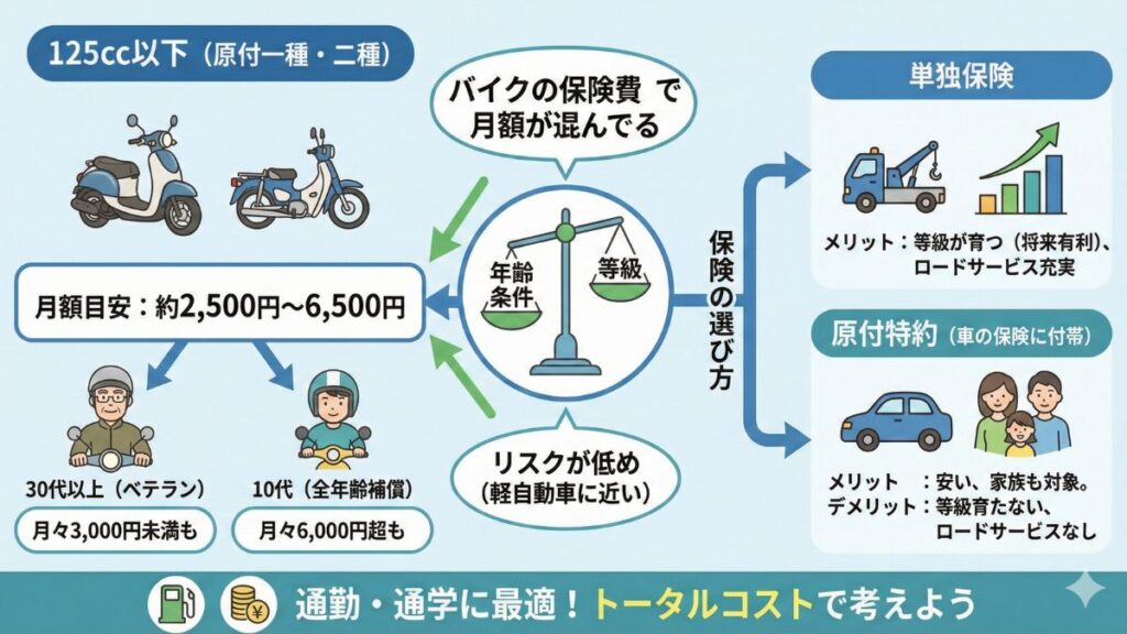 バイクの任意保険の月払いはいくら？排気量別の相場