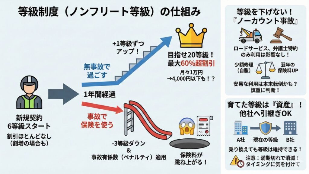等級制度がバイク保険の月額料金に与える影響