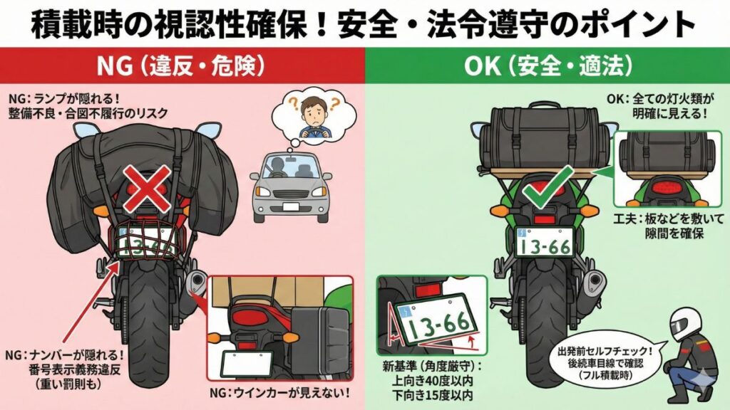 バイクの積載に関する法律違反を防ぐ安全対策