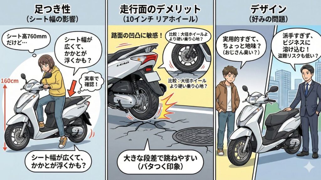 購入前に確認したい足つきや欠点のデメリット