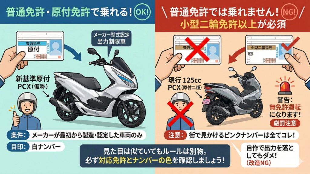 新基準原付のPCXと原付二種の決定的な違い