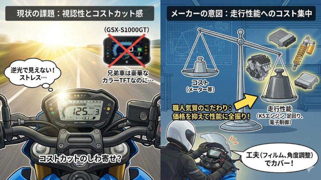 モノクロ液晶メーターの視認性とコストの妥協点