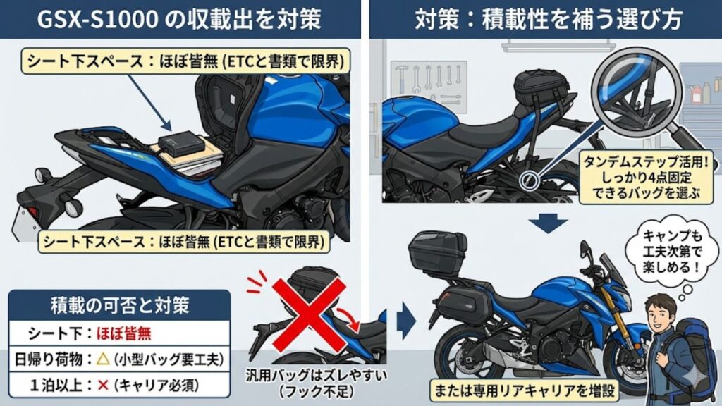 積載性の乏しさを補うシートバッグの選び方