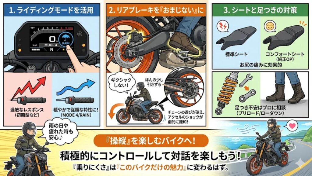 MT-09が乗りにくいと感じる人への最適な対処法