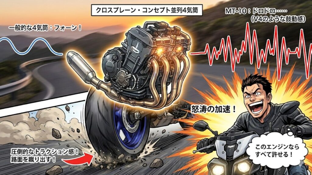 クロスプレーンエンジンの独特な鼓動感と加速評価